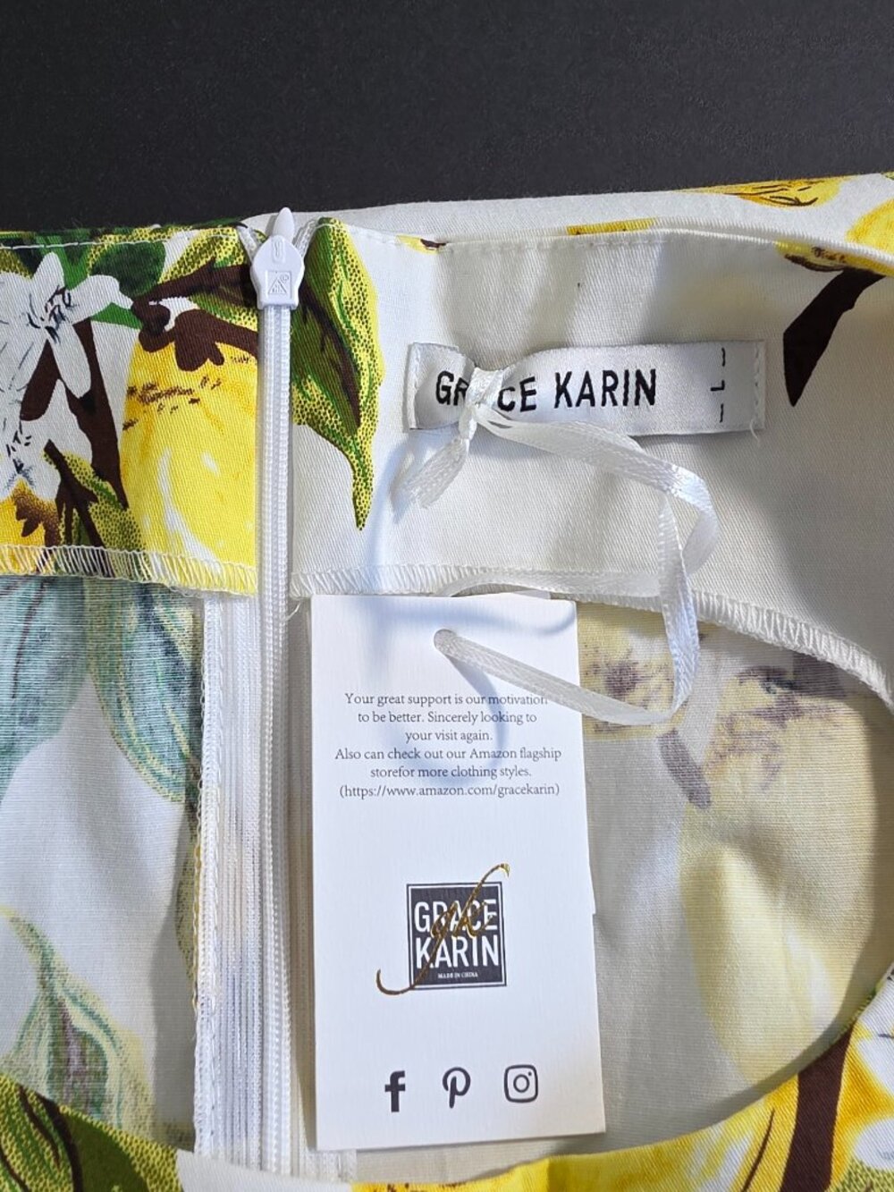 Grace Karin Lemon Print Fit & Flare Midi Dress NWT Large - Picture 2 of 10